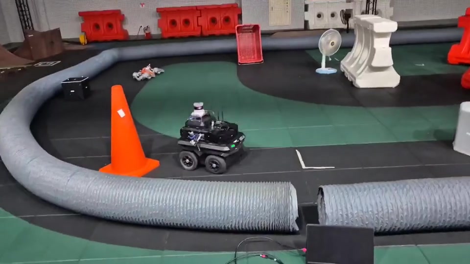 Clearpath Jackal navigating a physical obstacle course