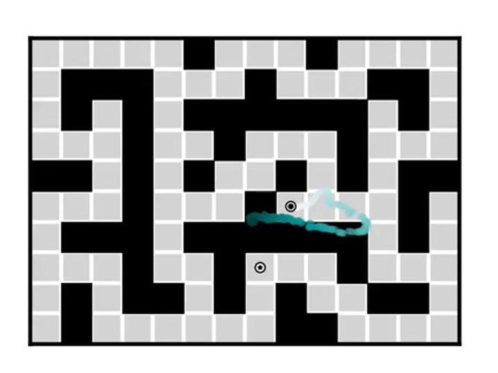 Long-horizon maze planning trajectory